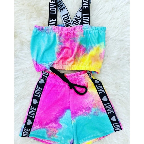 conjunto tie dye short e cropped