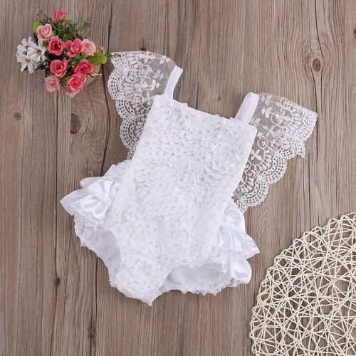 Romper Jardineira Luxo Rendado Branco Bebe Menina Lc0050 Nas Americanas