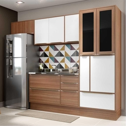 Cozinha Completa Multimóveis Com 6 Peças Calábria 5453r Nogueira/branco Menor preço em Cozinha Completa Multimóveis Com 6 Peças Calábria 5453r Nogueira/branco
