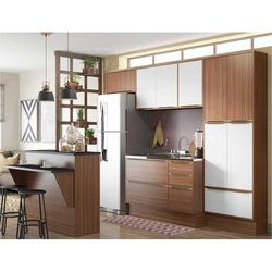 Cozinha Completa Multimóveis Com 6 Peças Calábria 5464r Nogueira/branco Menor preço em Cozinha Completa Multimóveis Com 6 Peças Calábria 5464r Nogueira/branco