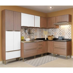 Cozinha Completa Multimóveis Com 6 Peças Calábria 5462 Nogueira/branco Menor preço em Cozinha Completa Multimóveis Com 6 Peças Calábria 5462 Nogueira/branco