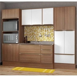 Cozinha Completa Multimóveis Com 7 Peças Calábria 5452r Nogueira/branco Menor preço em Cozinha Completa Multimóveis Com 7 Peças Calábria 5452r Nogueira/branco