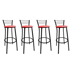 Kit 4 Banquetas Bistrô Aço Pintura Epóxi Preta Assento Vermelho é boa?