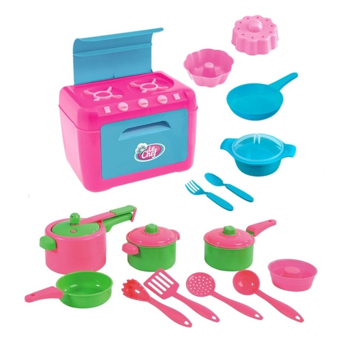 Cozinha Infantil Barbie C/ Panelinhas + Roupa Completa Jogo