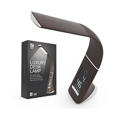 Luminária de Mesa com Relógio Despertador Led Soft Eye Protection YZU2 Marrom Menor preço em Luminária de Mesa com Relógio Despertador Led Soft Eye Protection YZU2 Marrom