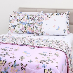 Enxoval Cama Queen Papillon Rosa 7 Peças 100% Algodão - Casa e Conforto Menor preço em Enxoval Cama Queen Papillon Rosa 7 Peças 100% Algodão - Casa e Conforto