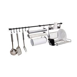 Kit C Requinte Master Barra Suspensa Escorredor Porta Rolos Ganchos - Metaltru Menor preço em Kit C Requinte Master Barra Suspensa Escorredor Porta Rolos Ganchos - Metaltru
