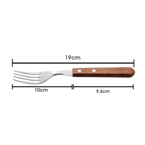 Full-Fit - Garfo para churrasco em aço inox 1,5mm com cabo de madeira  A20,5cm