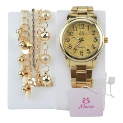 Kit Relógio Feminino Analógico Dourado E Pulseira é boa?