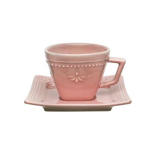 Jogo de Chá Porcelana Rosa - Donna Coisinha Decor