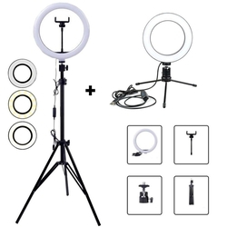 Ring Light 10'' + Ring Light 6'' Kit Iluminador Completo Pro Blogueira Live Youtuber Fotografia Menor preço em Ring Light 10'' + Ring Light 6'' Kit Iluminador Completo Pro Blogueira Live Youtuber Fotografia