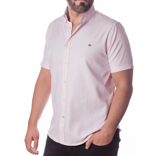 camisa tommy hilfiger rosa masculina