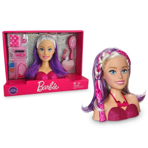 Boneca Barbie Busto Maquiagem Styling Head Faces Acessorios - Rosa