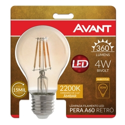Lampada Vintage A60 Filamento Led 4w Bulbo Âmbar 2200k Avant Menor preço em Lampada Vintage A60 Filamento Led 4w Bulbo Âmbar 2200k Avant