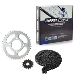 Kit Relação Transmissão Honda NXR Bros 150 2006 até 2015 com Retentor (O-ring) TOP Aço 1045 Riffel 91089 Menor preço em Kit Relação Transmissão Honda NXR Bros 150 2006 até 2015 com Retentor (O-ring) TOP Aço 1045 Riffel 91089