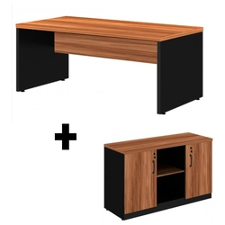 Kit Mesa para computador + Armário Baixo Credenza - WORKSTART - NOGAL SEVILHA / PRETO - 22476 Menor preço em Kit Mesa para computador + Armário Baixo Credenza - WORKSTART - NOGAL SEVILHA / PRETO - 22476