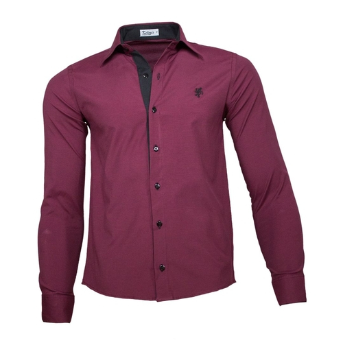 camisa social masculina slim vinho