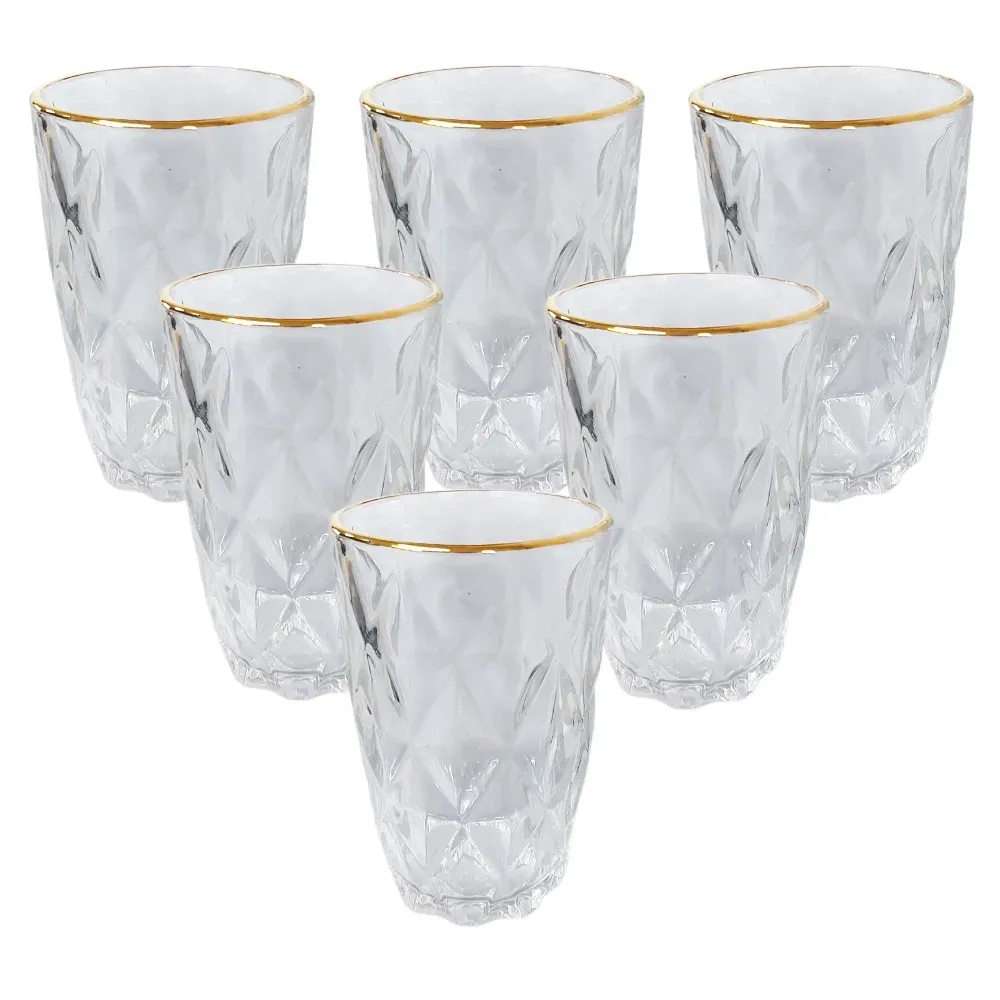 JOGO COPO VIDRO DIAMOND 6PCS X 330ML TRANSPARENTE - Niazi Chohfi