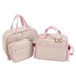 Kit Bolsa Maternidade Clássica - Bege Com Rosa - Tutti Baby Menor preço em Kit Bolsa Maternidade Clássica - Bege Com Rosa - Tutti Baby