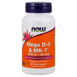 Vitamina D D-3 5000ui + K2 MK7 180mcg (60 VCAPS) Now Foods Menor preço em Vitamina D D-3 5000ui + K2 MK7 180mcg (60 VCAPS) Now Foods