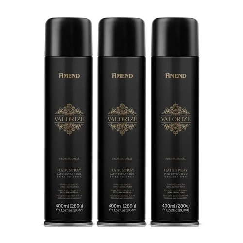 Qual o preço do(a)Kit 3 Und Hair Spray Ultra Forte Valorize 400ml Amend Kit 3 Und Hair Spray Ultra Forte Valorize 400ml Amend