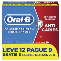 Creme Dental Oral-B 123 Anti Caries Menta Suave 70g 12 unidades Menor preço em Creme Dental Oral-B 123 Anti Caries Menta Suave 70g 12 unidades