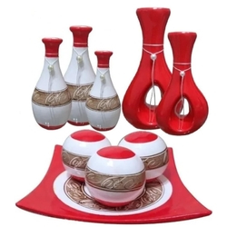 Kit Vasos De Cerâmica Decorativos 9 Peças Vermelho Menor preço em Kit Vasos De Cerâmica Decorativos 9 Peças Vermelho