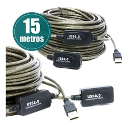 Cabo Extensor Usb 2.0 Ativo Amplificado 15m Macho Fêmea Menor preço em Cabo Extensor Usb 2.0 Ativo Amplificado 15m Macho Fêmea