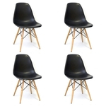 Conjunto 4 Cadeiras Charles Eames Eiffel Wood Base Madeira