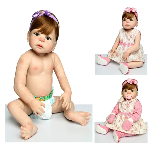 Boneca Bebê Reborn Corpo De Silicone Ruiva+enxoval Completo