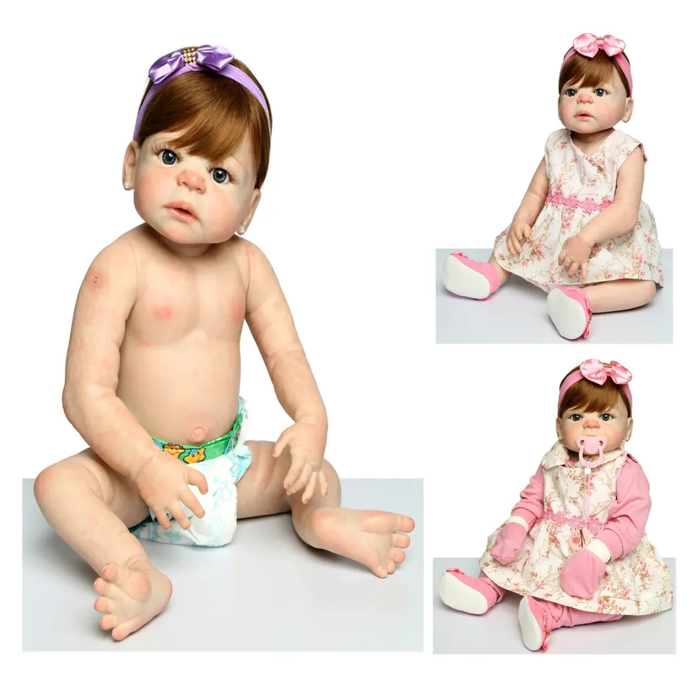 Boneca Bebê Reborn Corpo Silicone Com Enxoval Com Chupeta - ShopJJ