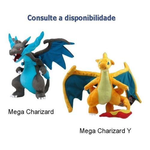 Pelúcia Turma Pokémon Mega Charizard X Y (30cm) - Importada em