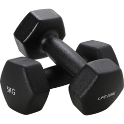 Par de Halteres 5kg Emborrachado Preto - Life Zone Menor preço em Par de Halteres 5kg Emborrachado Preto - Life Zone