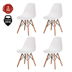 Kit 4 Cadeiras Charles Eames Eiffel Moderna com Base de Madeira Sala de Jantar Cozinha Bistrô Menor preço em Kit 4 Cadeiras Charles Eames Eiffel Moderna com Base de Madeira Sala de Jantar Cozinha Bistrô