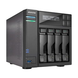 Menor preço em Storage NAS Asustor AS6404T Quad Core 2.3GHz 8GB DDR3L 1GbE USB3.0 HDMI 4 Baias Até 72TB HDD/SSD - Sem HD