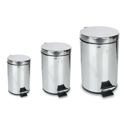 Kit 3 Lixeiras de Inox com Tampa e Pedal Menor preço em Kit 3 Lixeiras de Inox com Tampa e Pedal