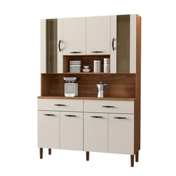 Cozinha Compacta Kits Golden 8p e 2g Kits Paraná NOGUEI/OFFWHITE Menor preço em Cozinha Compacta Kits Golden 8p e 2g Kits Paraná NOGUEI/OFFWHITE