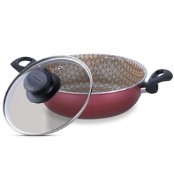 Menor preço em Frigideira Antiaderente com Alcas e Tampa de Vidro Paris Tramontina Vermelho 22 Cm