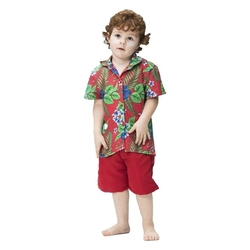 Fantasia Havaiana Infantil Completa Vermelha de Carnaval Menor preço em Fantasia Havaiana Infantil Completa Vermelha de Carnaval