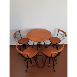 Jogo de mesa bistro + 4 cadeira de regulagem giratória rustico em ferro e madeira maciça de demolição Menor preço em Jogo de mesa bistro + 4 cadeira de regulagem giratória rustico em ferro e madeira maciça de demolição