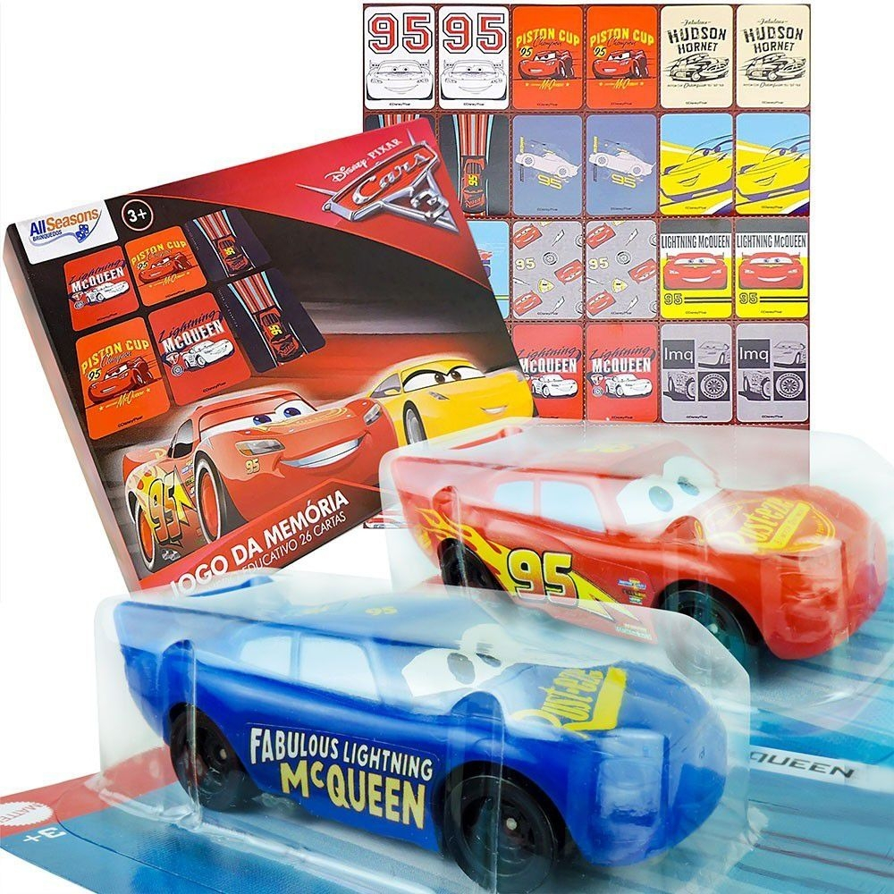 Carrinhos Relâmpago Mcqueen Mattel + Jogo Da Memória Carros Disney