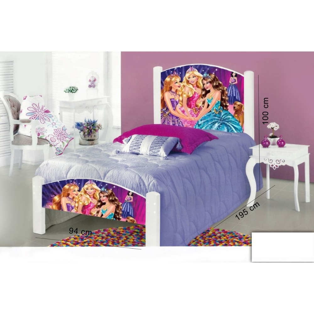 CAMA SOLTEIRO ADESIVADA BASOTO BARBIE