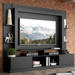 Rack Estante c/ Painel TV 65" e 2 portas Oslo Multimóveis Preto Menor preço em Rack Estante c/ Painel TV 65" e 2 portas Oslo Multimóveis Preto