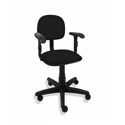Cadeira Giratória Secretária Polo com Braço Regulável - Tecido Preto Menor preço em Cadeira Giratória Secretária Polo com Braço Regulável - Tecido Preto
