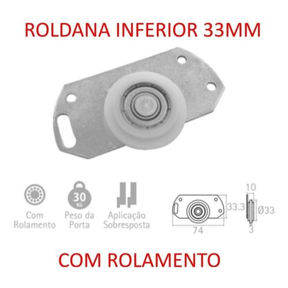 Rodinha Para Porta Correr Guarda Roupa Bf42 (2 Unid.)