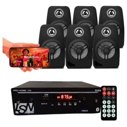 Kit Som Ambiente 120 Watts 6 Caixas Parede Pretas Bluetooth Menor preço em Kit Som Ambiente 120 Watts 6 Caixas Parede Pretas Bluetooth