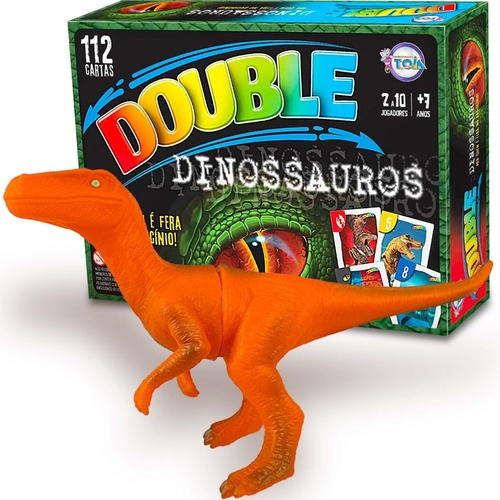 Dinossauro Velociraptor Boneco Jurássico + Jogo Double Dino em