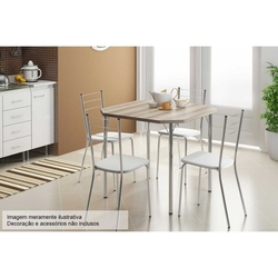 Sala de Jantar Carraro Mesa 1510+4 Cadeiras Crom/Branco Menor preço em Sala de Jantar Carraro Mesa 1510+4 Cadeiras Crom/Branco