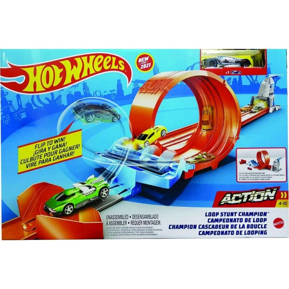 Hot Wheels Track Builder Pista Lançador com Looping Ajustável