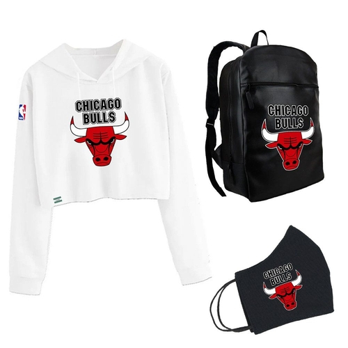 chicago bulls cropped moletom com capuz
